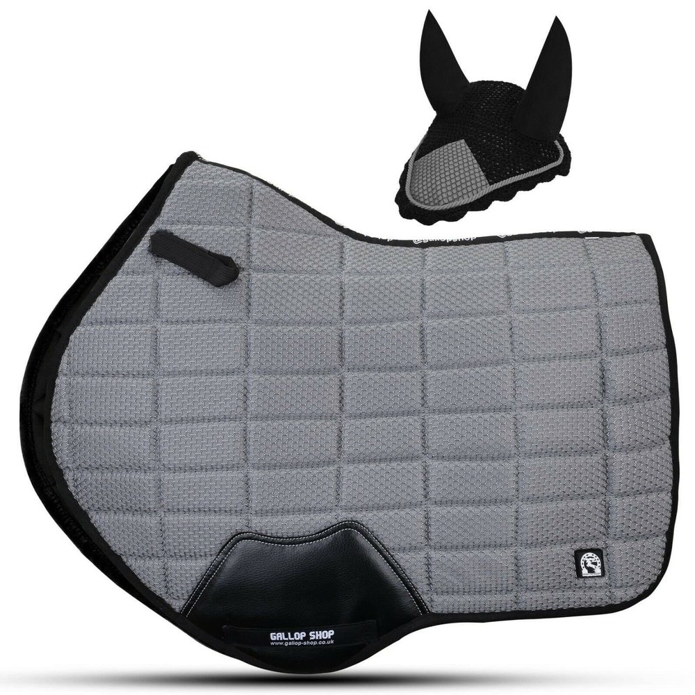 Gallop Shop Air Pro Close Contact Mesh Saddle Cloth/Numnah Saddle Pad/Saddle Pad Set (Cob/Pony, Grey)