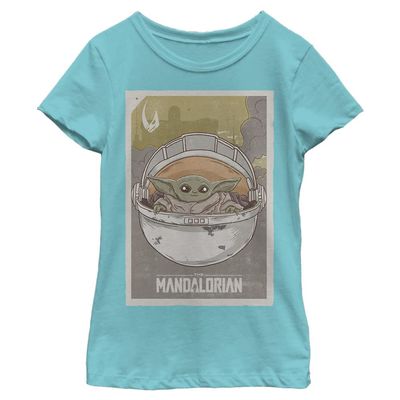 Star Wars Mandalorian Baby Girls Short Sleeve Tee Shirt, Tahiti Blue, Medium
