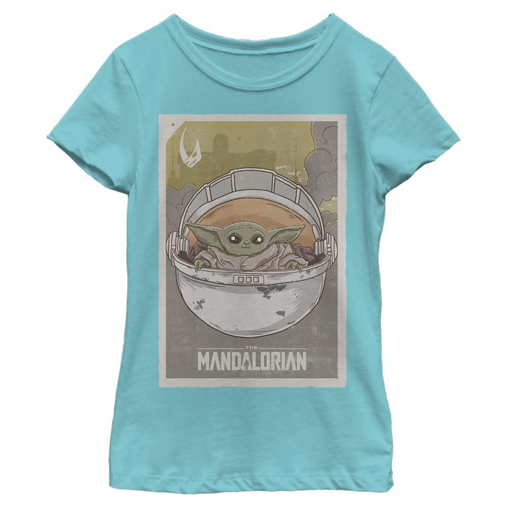 Star Wars Mandalorian Baby Girls Short Sleeve Tee Shirt, Tahiti Blue, Medium