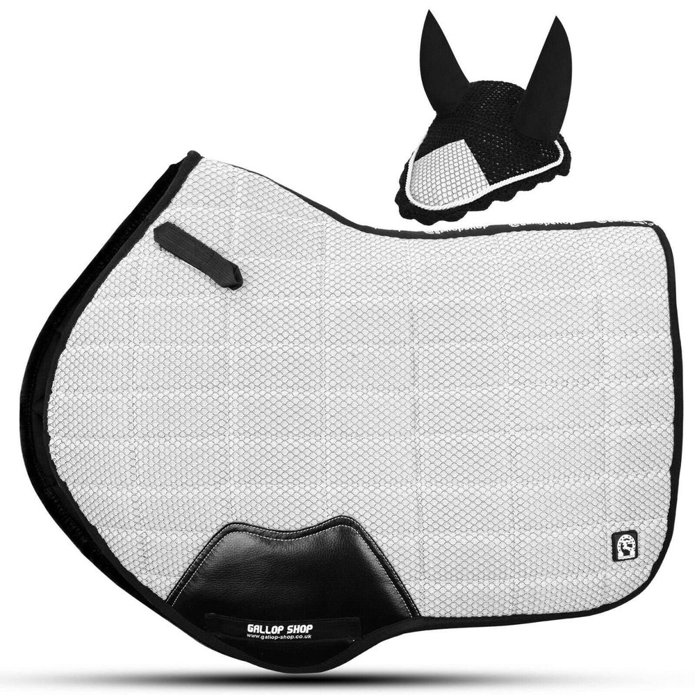 Gallop Shop Air Pro Close Contact Mesh Saddle Cloth/Numnah Saddle Pad/Saddle Pad Set (Cob/Pony, White)