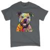 Beware of Pit Bull T-Shirt Dean Russo Art Colorful Cute Dog Men's Tee Charcoal XX-Large view 1