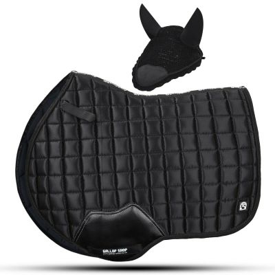 Gallop Shop Glow Satin Jumping Pro Numnah Cloth/Horse Saddle Pad (Black, Cob/Pony)