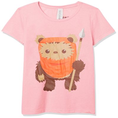 Star Wars Ewok Spear Girls Short Sleeve Tee Shirt, Light Pink, X-Large
