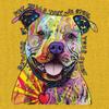 Beware of Pit Bull T-Shirt Dean Russo Art Colorful Cute Dog Men's Tee Yellow XX-Large view 3