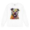 Beware of Pit Bull Long Sleeve T-Shirt Dean Russo Art Colorful Cute Dog White Small view 1