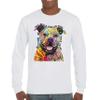 Beware of Pit Bull Long Sleeve T-Shirt Dean Russo Art Colorful Cute Dog White Small view 2