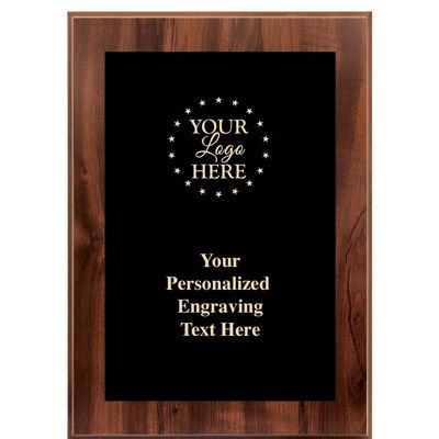 Crown Awards Custom Logo Wood Plaque Award, 6"x8" Metallix Wood Plaque Personalized with Black Plate