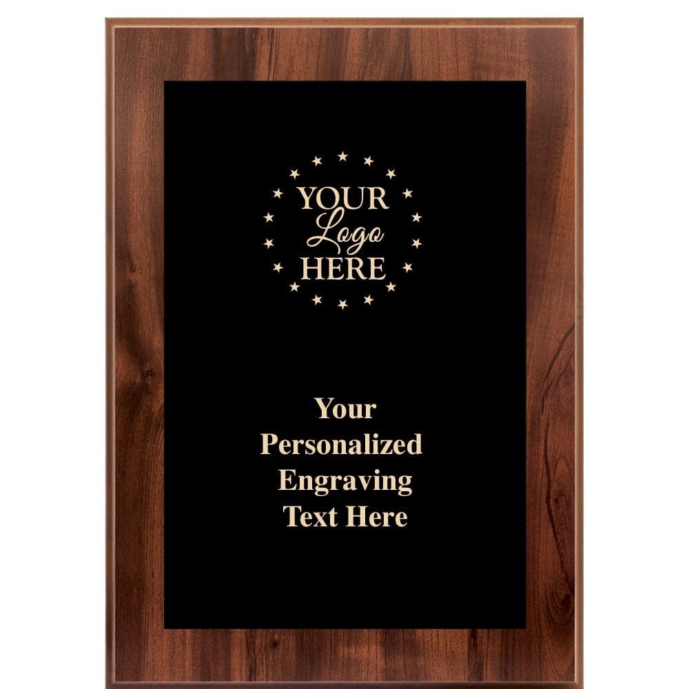 Crown Awards Custom Logo Wood Plaque Award, 6"x8" Metallix Wood Plaque Personalized with Black Plate