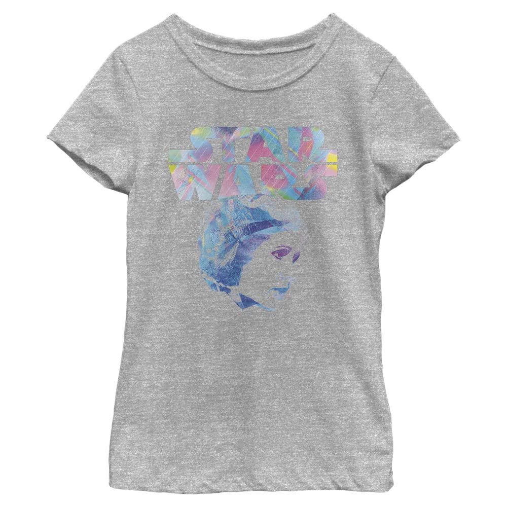 Star Wars Leia Pop Girls Short Sleeve Tee Shirt, Athletic Heather, Medium