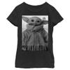 The Mandalorian Girl's Star Wars The Child Grayscale Pose T-Shirt - Black - Large view 1