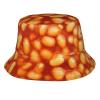 3D Funny Realistic Food Baked Beans Unisex Bucket Hat Summer Beach Sun Cap Packable Fisherman Hat