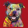 Beware of Pit Bull T-Shirt Dean Russo Art Colorful Cute Dog Men's Tee Red XX-Large view 3
