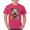 Beware of Pit Bull T-Shirt Dean Russo Art Colorful Cute Dog Men's Tee Hot Pink XX-Large view 1