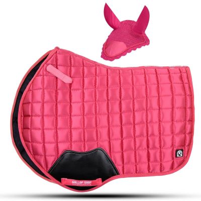 GLP Gallop Shop Glow Satin Jumping Pro Numnah Cloth/Horse Saddle Pad (Full, Hot Pink)