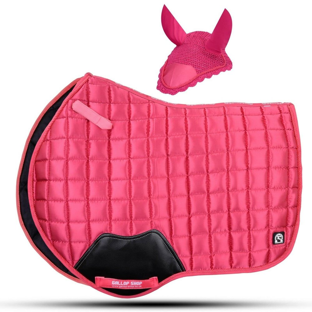 GLP Gallop Shop Glow Satin Jumping Pro Numnah Cloth/Horse Saddle Pad (Full, Hot Pink)