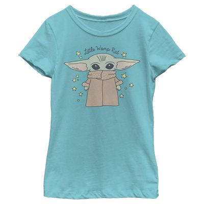 The Mandalorian Girl's Star Wars The Child Little Womp Rat T-Shirt - Tahiti Blue - X Small