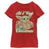 The Mandalorian Girl's Star Wars Grogu All I Want for Christmas T-Shirt - Red - X Large view 1