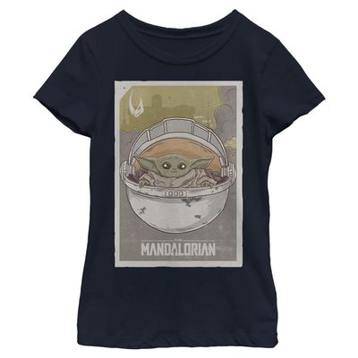 Star Wars Mandalorian Baby Girls Short Sleeve Tee Shirt, Navy Blue, X-Large
