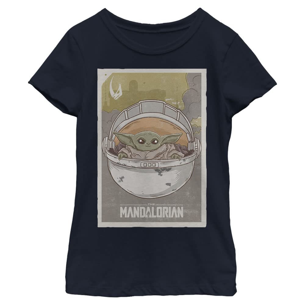 Star Wars Mandalorian Baby Girls Short Sleeve Tee Shirt, Navy Blue, X-Large