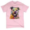 Beware of Pit Bull T-Shirt Dean Russo Art Colorful Cute Dog Men's Tee Light Pink XX-Large view 1
