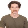 HPO Adult Men's Fake Human Hair Walrus Mustache | Novelty False Facial Hair | Brown Color | Costume Accessory for Adults view 1