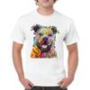 Beware of Pit Bull T-Shirt Dean Russo Art Colorful Cute Dog Men's Tee White Small view 2