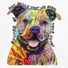 Beware of Pit Bull T-Shirt Dean Russo Art Colorful Cute Dog Men's Tee White Small view 3
