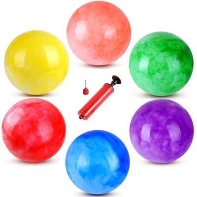 GCQJOQ 6 Pcs Playground Balls with Pump, 9 inch Inflatable Bouncy Balls for Kids Beach, School, Kickball DodgeBalls and Indoor Outdoor Plays