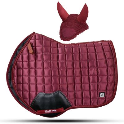 Gallop Shop Glow Satin Jumping Pro Numnah Cloth/Horse Saddle Pad (Maroon, Cob/Pony)