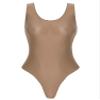 iiniim Women's Oil Glossy One Piece Swimsuit U Neck High Cut Swimwear Backless Bathing Suit Coffee A X-Large view 2