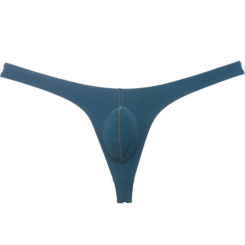 Botmois Sexy Men's Elastic Thong Spandex Bikini T-Back Skin Friendly Underwear Soft & Smooth Bulge Pouch G-string Tangas Black Green L