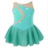 Oyolan Kids Girls Ice Skating Sparkle Diamond V-Shaped Sheer Tulle Splice Leotard A-line Dress for Latin Jazz Green H 10 Years view 1