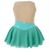 Oyolan Kids Girls Ice Skating Sparkle Diamond V-Shaped Sheer Tulle Splice Leotard A-line Dress for Latin Jazz Green H 10 Years view 2