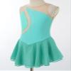 Oyolan Kids Girls Ice Skating Sparkle Diamond V-Shaped Sheer Tulle Splice Leotard A-line Dress for Latin Jazz Green H 10 Years view 3