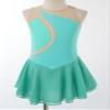 Oyolan Kids Girls Ice Skating Sparkle Diamond V-Shaped Sheer Tulle Splice Leotard A-line Dress for Latin Jazz Green H 10 Years view 4