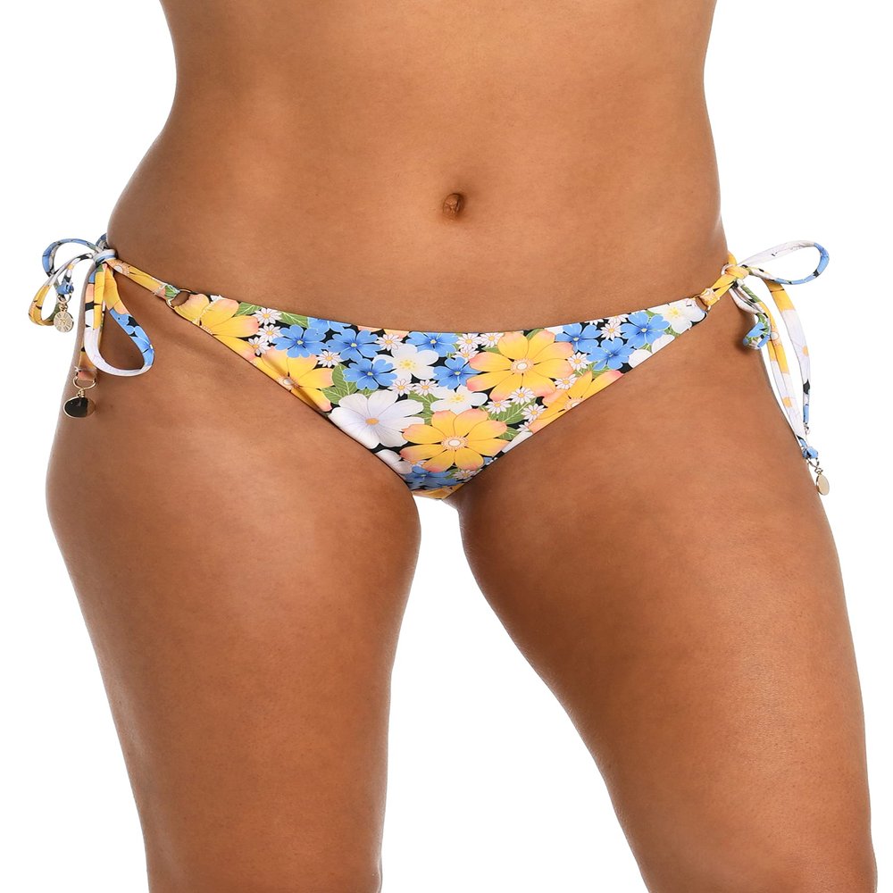 Sunshine 79 Women's Side Loop Hipster Bikini Swimsuit Bottom, Sky Blue//Daisy Daze, 8