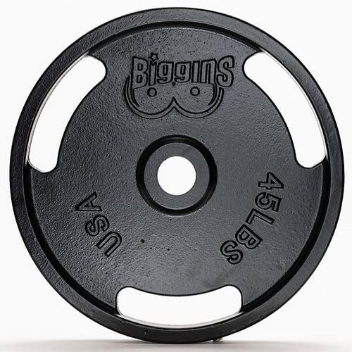 Biggins 1.0 Machined Cast Iron 45Lb Olympic Weight Plate Pair