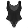 Jugaoge Womens Shiny Oil High Cut Thong Bodysuit Monokini Swimsuit Sleeveless Lingerie Leotards Black Medium view 3