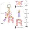 OKAICEN Fashion Snowflakes Alphabet Initial Letter Keychain Purple Tassel Butterfly Pendant Key Ring for Purse Handbags Women Girl ('R') view 2