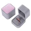 TheDisplayGuys - Plush Velvet Jewelry Ring Box w/Hinged Snap Lid (Grey Pink) - for Engagement, Proposal, Wedding, Gifting view 1