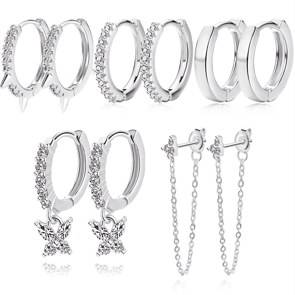 9 Pairs Gold Huggie Hoop Earrings Set - Gold Plated Hoop Earrings Pack for Women, 14K Trendy Danity Small Earrings Jewelry