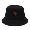 Ruluti Unisex Fashion Rose Embroidered Bucket Hat Summer Fisherman Outdoor Foldable Cap for Men Women Teens view 1