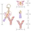 OKAICEN Fashion Snowflakes Alphabet Initial Letter Keychain Purple Tassel Butterfly Pendant Key Ring for Purse Handbags Women Girl ('Y') view 2