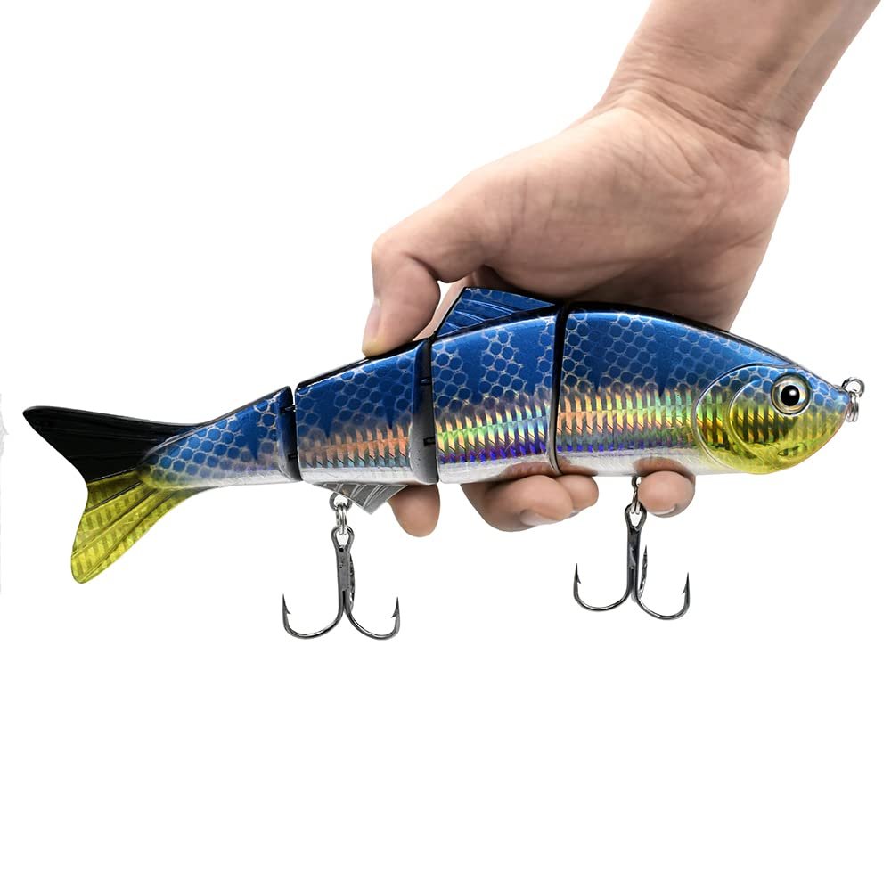 SENYUBBY 10in Multi Jointed Swimbait Fishing Lures Bait,4 Segment Big Giant Sinking Fishing Bass Lures,Crankbaits Swimbaits with Treble Hook