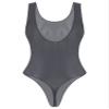 Jugaoge Womens Shiny Oil High Cut Thong Bodysuit Monokini Swimsuit Sleeveless Lingerie Leotards Grey X-Large view 3