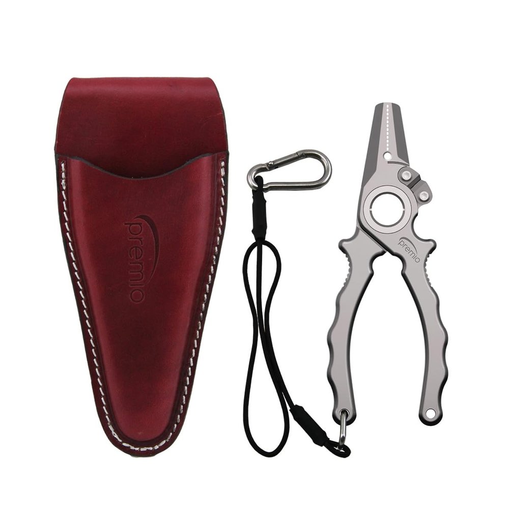 danco Premio Titanium Fishing Pliers, with Lanyard & Leather Sheath, Saltwater-Resistant Pliers for Offshore and Inshore Anglers, 7" Offshore, Titanium
