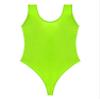 Jugaoge Womens Shiny Oil High Cut Thong Bodysuit Monokini Swimsuit Sleeveless Lingerie Leotards Fluorescent Green Medium view 4