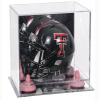 Better Display Cases Acrylic Mini - Miniature Football Helmet (not Full Size) Display Case with Mirror Case, Pink Risers and Mirror Base (V45/A003) view 1
