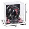 Better Display Cases Acrylic Mini - Miniature Football Helmet (not Full Size) Display Case with Mirror Case, Pink Risers and Mirror Base (V45/A003) view 3