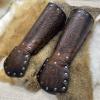 HiiFeuer Viking Fenrir Gauntlet, Medieval Faux Leather Arm Armor Knight Bracer, LARP Halloween Costume (Brown B) view 4